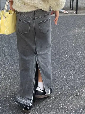 H&M 롱 스커트 데님 스커트 슬릿