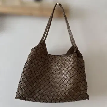 robita 브라운 가죽 뜨개질 숄더백