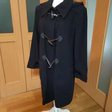 다크 네이비 더플 코트 후드 부착