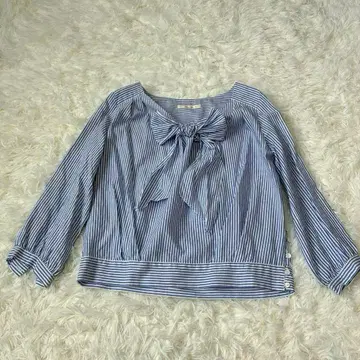 SPICK 스픽앤스팬 스트라이프 리본 블라우스