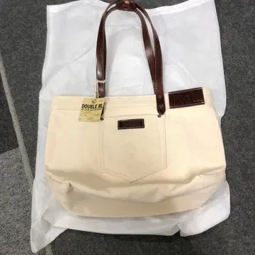 DOUBLE RL 크림색 토트백