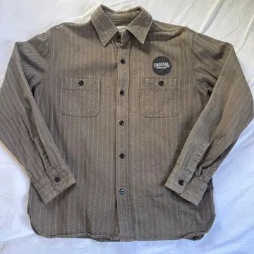 텐더 로인 워크 셔츠 긴팔 스트라이프 라이트 브라운 S 와펜