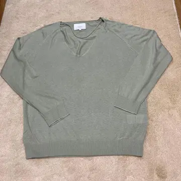 YAYA 그린 V넥 스웨터 M