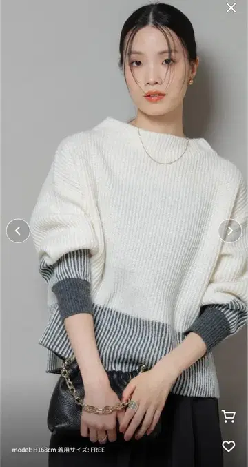 NANO universe 섀도우 스트라이프 니트 풀오버 라이트 베이지