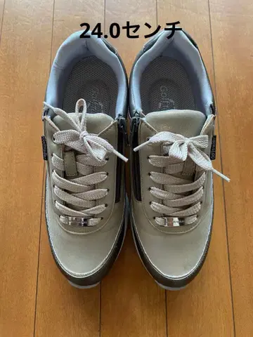 새상품급 지퍼 달린 베이지 통굽 스니커즈 24.0cm