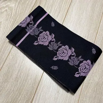 반폭 오비 댄스 오비 장미 장미 블랙 보라색