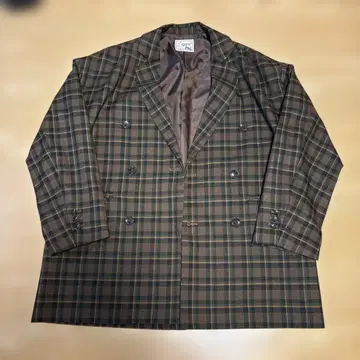 Discoat 더블 브레스트 체크 무늬 테일러드 자켓