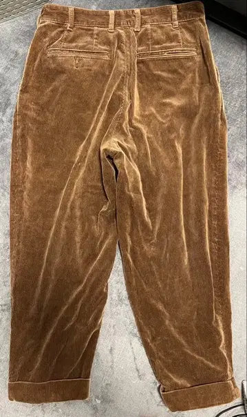 브라운 코듀로이 플리츠 팬츠