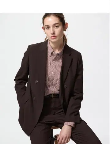 유니클로 더블 자켓 38 DARK BROWN S 사이즈