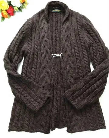 헌팅월드 케이블 짜임 니트 가디건 이탈리아제 브라운