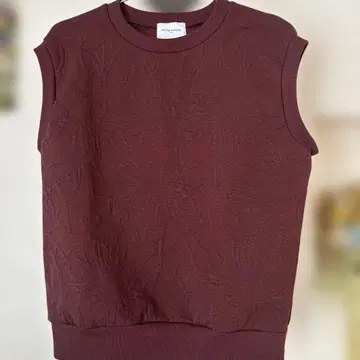 버건디 슬리브리스 상의