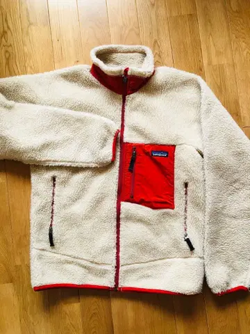 patagonia 플리스 자켓 S 크림/빨간색