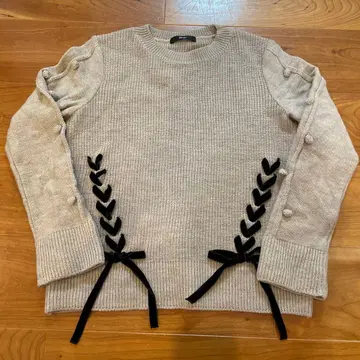 Rene 르네 리본 니트 풀오버 36 라떼