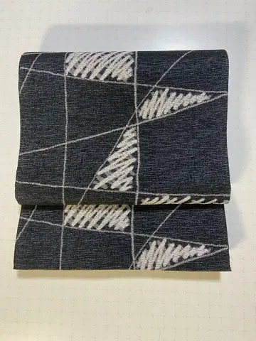 후쿠로 오비 전통 리버서블 블랙 그레이 실버