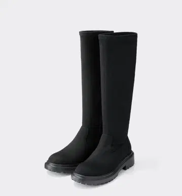 블랙 롱 부츠 사이드 지퍼 포함