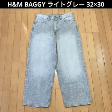 [ 고품질 ] H&M 에이치앤엠 배기 데님 라이트 그레이 32 x 30