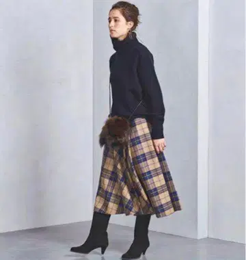 UNITED ARROWS UWSC w/n 체크 플레어 스커트