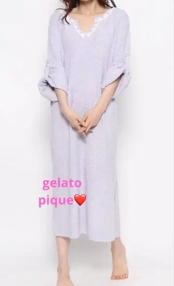 젤라또피케 연보라색 V넥 니트 원피스