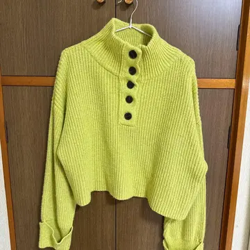 MOUSSY 라임 그린 하이넥 스웨터 F