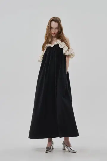 정품 THETOE Erie frills 바이컬러 원피스 S