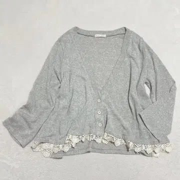 [ 빅 사이즈 3L ] 우먼즈 갤러리 레이스 밑단 가디건 페미닌