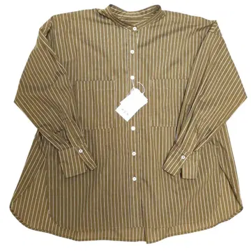 브로드 밴드 칼라 셔츠 베이지 계열/스트라이프