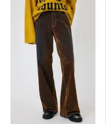 MOUSSY 벨벳 데님 배기 사이즈 2 브라운 벨로아