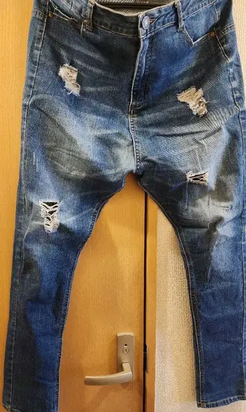 데미지 가공 스키니 사루엘 데님 M