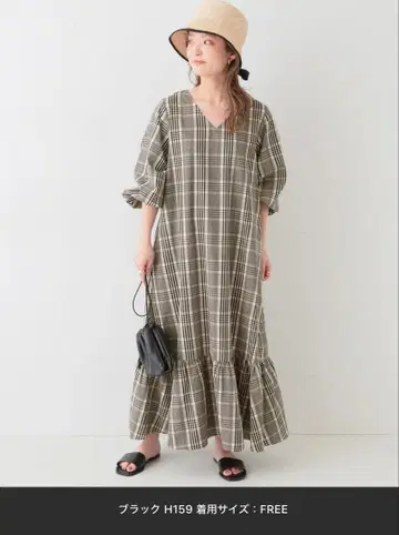 SLOBE IENA 체크 티어드 원피스