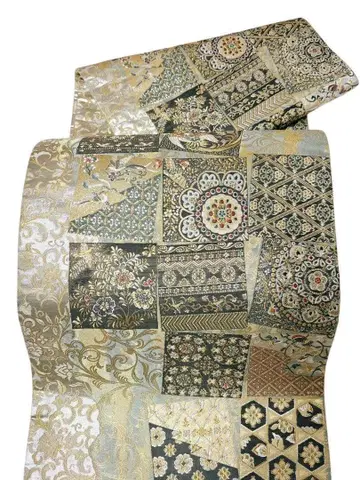 A3 새상품급 고급 순수 실크 나전보각문 육통 후쿠로 오비