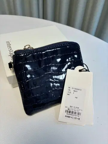 네이비 크로커다일 패턴 접이식 지갑 미사용 새상품