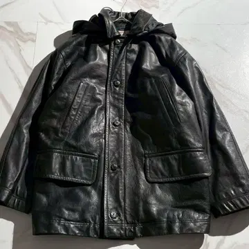 BARACUTA 2Way Leather Hooded Coat BLK XL