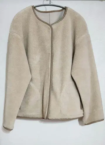 리버서블 노카라 블루종 [ 스웨이드풍 & 보아 자켓 ] M 사이즈 베이지