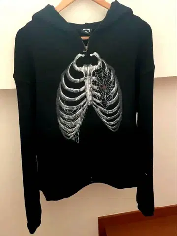 NO REMID BONE THERMALZIP-UP HOODIE BLACK