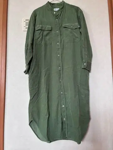 SOMETHING 셔츠 원피스 긴팔 올리브 그린