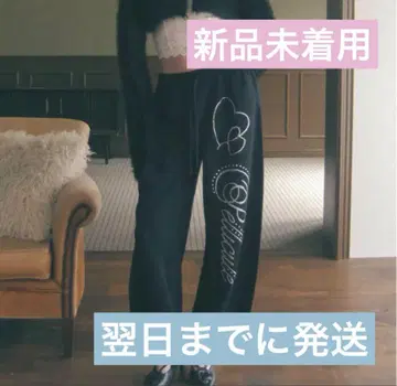 신색 블랙 PELLICULE stone-deco sweat pants