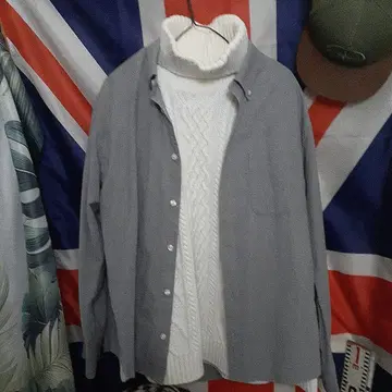 BROWNIE 니트 스웨터와 MUJI 그레이 긴팔 셔츠 세트 L