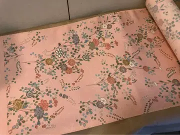 미재단 순수 실크 꽃무늬 코몬 기모노 원단 핑크 계열