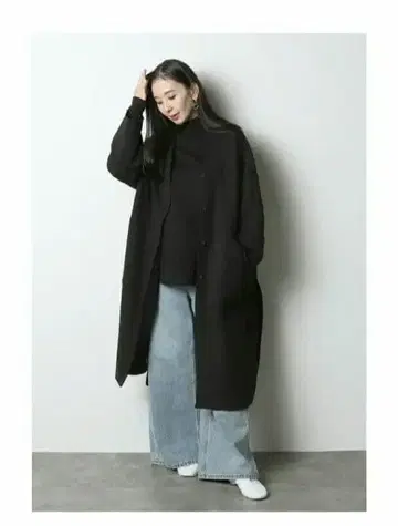 새상품급 meri 미 노카라 종이상자 코트 블랙 코트