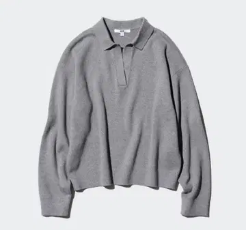 UNIQLO 스무스 코튼 릴랙스 폴로 스웨터 그레이 XXL