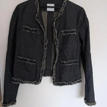 MOSCHINO 다크 데님 프린지 자켓