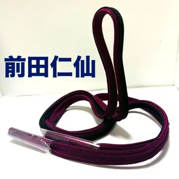 레어! 마에다 진센 허리띠 와인색 & 블랙 순수 실크