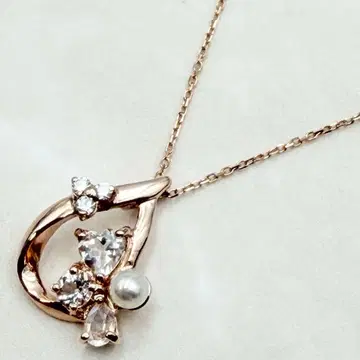 미사용품 쿠미쿄쿠 목걸이 드롭 물방울 핑크 골드 K10 레어템