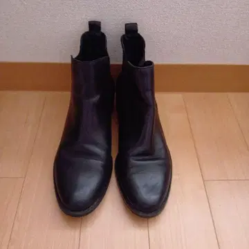 블랙 가죽 사이드 고어 부츠