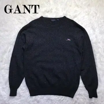 GANT 90s 울 니트 홍콩제 크루넥 로고 자수 다크 그레이 L