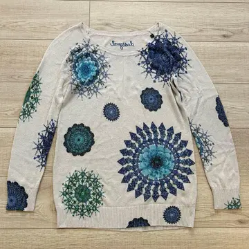 Desigual 데시구알 기하학 패턴 라메 믹스 니트 에스닉 개성 L