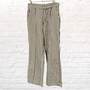 11778 아즈노우아즈 캐주얼 팬츠 브라운 허리밴딩 체크 무늬