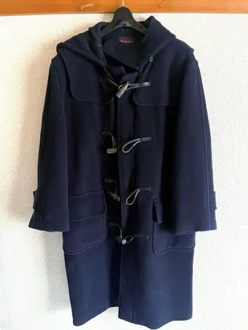 새상품급 Brompton 헤링본 더플 코트 네이비 38