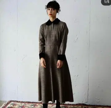 foufou 글렌체크 라운드 칼라 원피스 M 사이즈