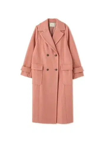 N. 핑크 더블 브레스트 롱 코트